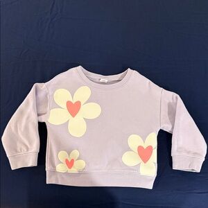 GAP Baby3T Heart Floral Sweatshirt - Lavender Bright Pink and Cream Colors